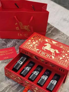 迪奥粗管烈艳蓝金丝绒唇膏马年限定礼盒  赠兰蔻粉金口红1.6g 随机色