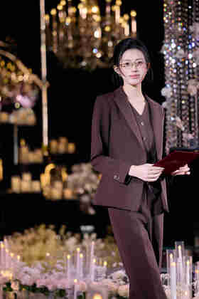 法小曼*子珍巧克力色西装外套高级套装百搭