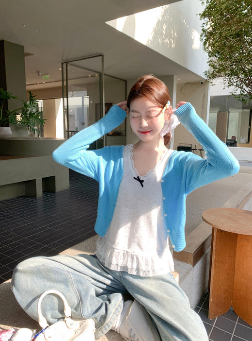 <曾小咸推荐>韩系短款毛织开衫女长袖上衣 商品图1