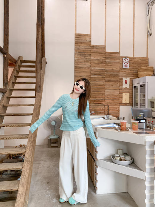 <曾小咸推荐>2.25现货秒杀 ！微信超特价！韩系条纹烫钻长袖 日常129.99 立减70 秒杀59.99！！ 商品图9