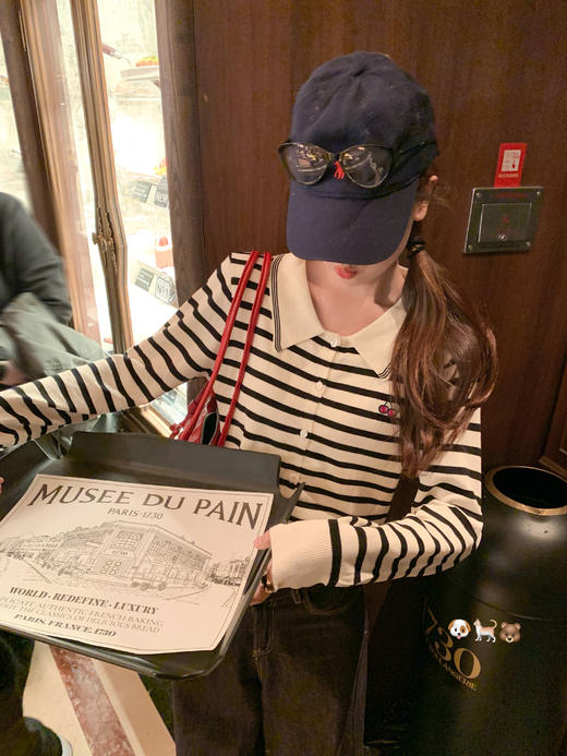 <曾小咸推荐>2.25现货秒杀 ！微信超特价！韩系翻领条纹针织衫 日常219.99 立减130 秒杀89.99！！ 商品图6