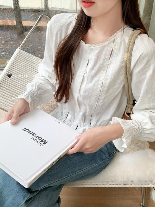 <曾小咸推荐>2.24现货秒杀 ！微信超特价！荷叶边下摆收腰长袖衬衫 日常169.99 立减100 秒杀69.99！！ 商品图6