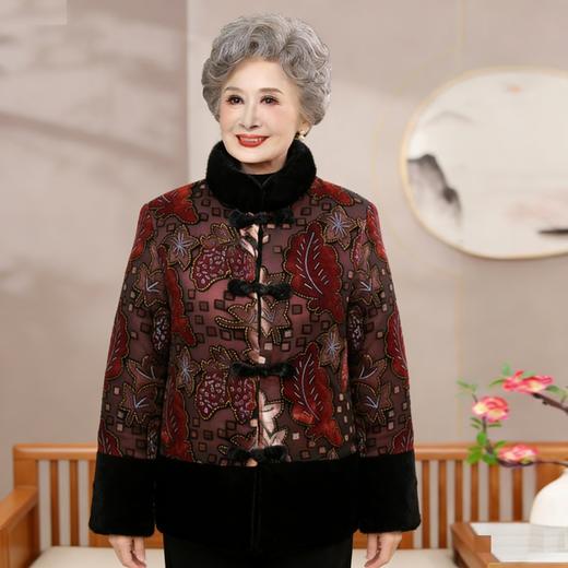 【特价清仓】传统文化唐装女冬季棉衣外套130009款 上衣金丝绒深红色特价包邮 商品图0