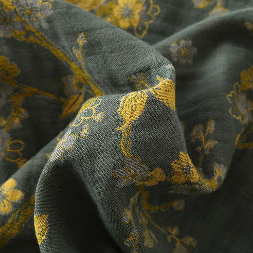 丁摩 春秋中式国风睡衣女纯棉色织纱布睡衣九分袖斜襟家居服套装可外穿5ZF-296 商品图3