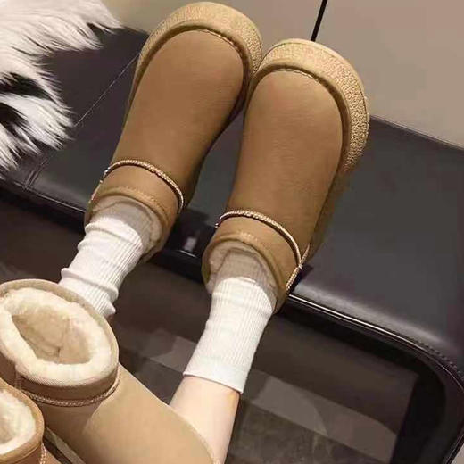 （驼色 37无货勿拍  米色37无货勿拍  驼色39 无货勿拍）简约百搭皮面雪地靴-纪念日百货门店同款167747237 商品图4