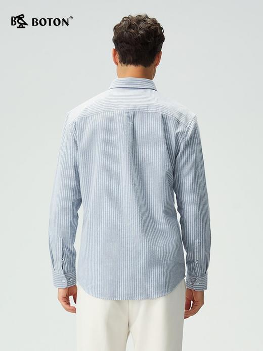 【抗菌防臭】波顿男士春秋冬秋季翻领纯棉磨毛条纹衬衫修身百搭舒适通勤衬衣MS129325 商品图1