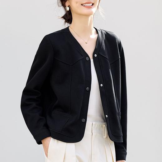 百媚生 棉质春秋季洋气高端卫衣小个子短款上衣XS82610026 商品图1