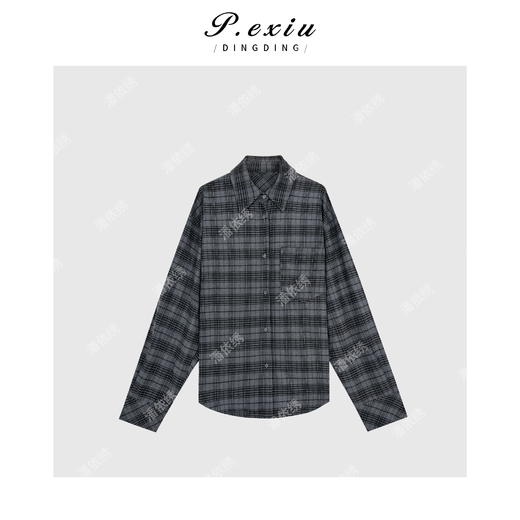 A008潘依绣丁丁宠粉韩版简约磨毛格子翻领衬衣 Q45050 商品图0