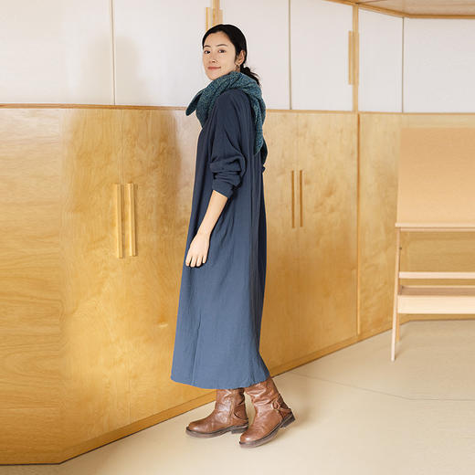 绽放030朵/"马上笑开花"连衣裙·双纱微皱双面穿v领长袖连衣裙女 商品图2