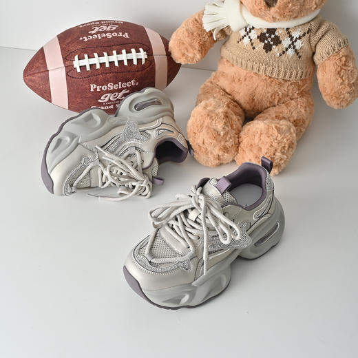 经典鲨2026年春专柜新品厚底时尚水钻系带显高休闲老爹鞋女KW160-617031 商品图2