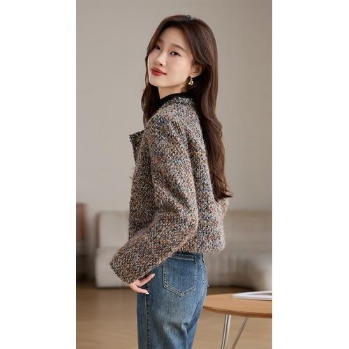 丁摩 粗花毛呢小外套超短款外搭加棉女装上衣气质小香风裙裤百搭款5ZF-17200 商品图1