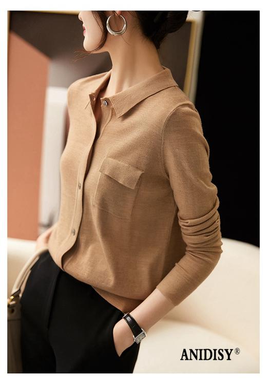 断码超值秒杀可换不退 法式优雅柔软亲肤修身翻领长袖针织上衣 商品图0