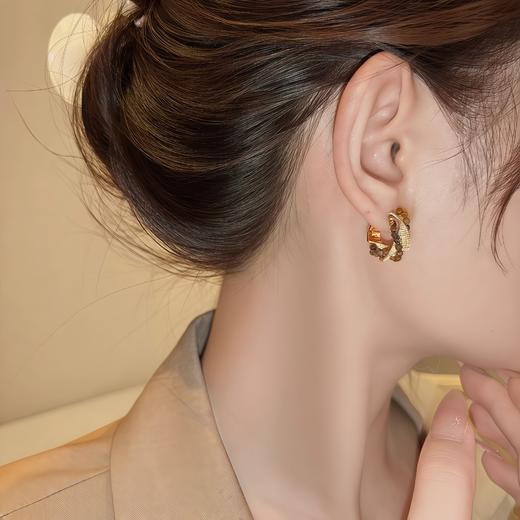 春节不打烊【明星同款❗️高级质感】赵露思同款美拉德圈圈耳环女高级感耳圈金色耳钉新款秋冬耳饰。jd 商品图1