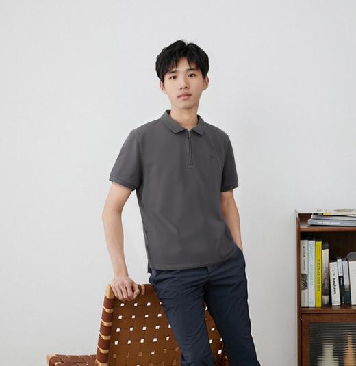 佐丹奴男装26年新款棉感莱卡珠地嘏拉链领口狮子锈花POLO衫01016261 商品图2