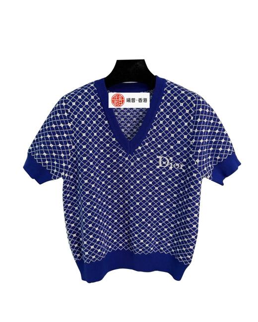 女款菱格V领短袖针织衫la010 商品图0