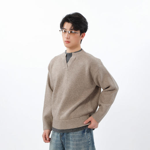 含羊毛假两件小V领毛衣-纪念日百货门店同款169450576 商品图0