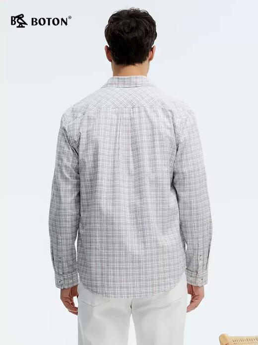 波顿男士春夏季红绿白色长袖复古撞色格子衬衫高端美式休闲衬衣MS102125 商品图1
