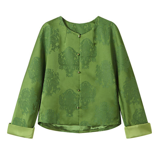 百媚生 醋酸提花短外套复古新中式国风上衣6087 商品图4