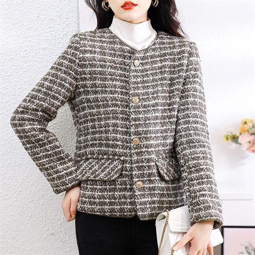 丁摩 优雅小香风呢外套女春秋季韩版修身显瘦短款长袖上衣外套5ZF-66907 商品图1