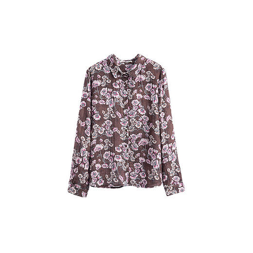 绽放029朵/"马上笑开花"衬衫·双纱微皱棉感花卉印花长袖衬衫女春 商品图4