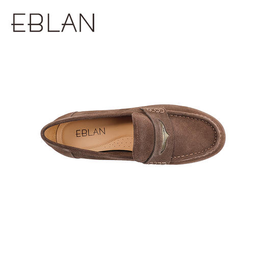 伊伴2026春季经典百搭通勤透气真皮薄底便士乐福鞋B26137082 商品图2
