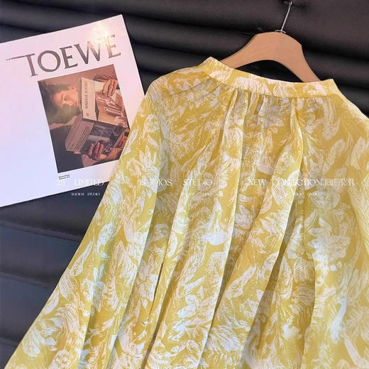 丁摩 法式国风雪纺印花v领长袖衬衫女春夏新款宽松显瘦气质轻薄防晒上衣5ZF-3886 商品图3