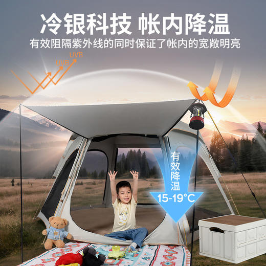 【超大六边形空间❗️自动速开骨架】户外野营全自动帐篷快速打开折叠防晒超大沙滩野外露营全景六角帐。jd 商品图3