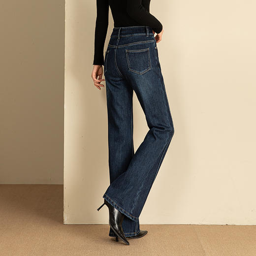 春节不打烊【舒适保暖❗️优雅随性】如果直筒加绒牛仔裤女冬季宽松新款显瘦弹力加长筒喇裤。jd 商品图3