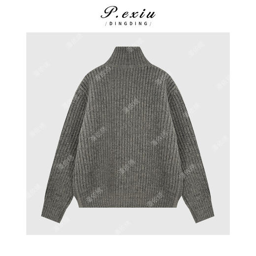 PanYiXiu/潘依绣羊毛慵懒风粗针软糯双拉链立领长袖针织开衫L2792 商品图1
