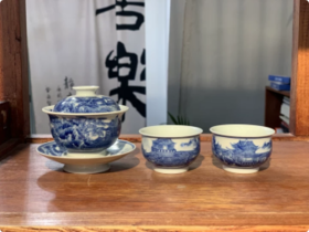 柴窑山水盖碗套组