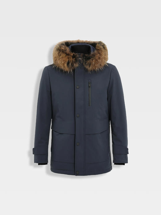 callisto蓝色兔毛鹅绒连帽尼克服 商品图0