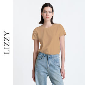 LIZZY夏季新款优雅时尚圆领百搭通勤纯棉舒适女上衣T恤8153