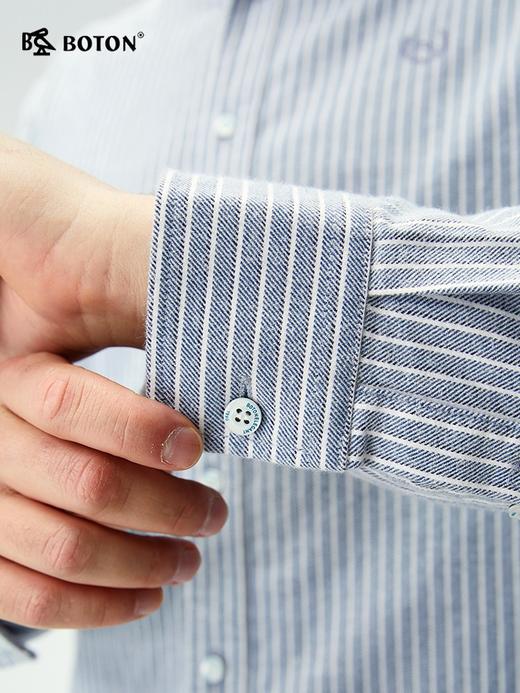 【抗菌防臭】波顿男士春秋冬秋季翻领纯棉磨毛条纹衬衫修身百搭舒适通勤衬衣MS129325 商品图4