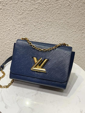 LV Twist 蓝色 水波纹 牛皮 中号 金扣 斜挎包