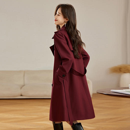 丁摩 超好看风衣外套女春秋新款时尚收腰显瘦中长款英伦风大衣5ZF-2911 商品图0