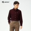 波顿男士秋冬灯芯绒净色长袖衬衫翻领修身通勤百搭衬衣MS130325 商品缩略图0