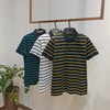 男士间条纯棉翻领短袖恤衫  17WD-10 商品缩略图0