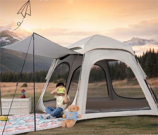 【超大六边形空间❗️自动速开骨架】户外野营全自动帐篷快速打开折叠防晒超大沙滩野外露营全景六角帐。jd 商品图0