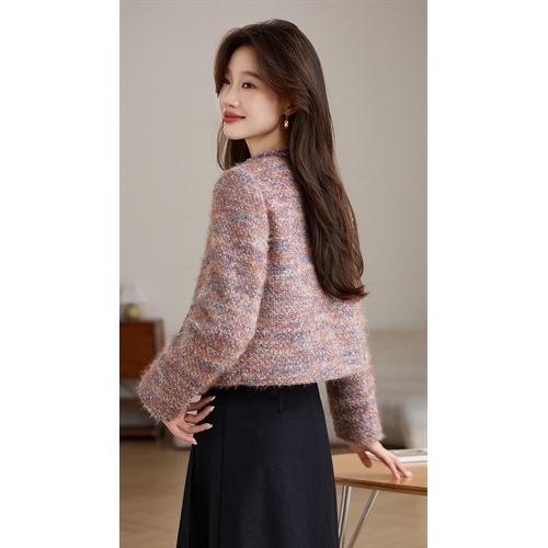 丁摩 粗花毛呢小外套超短款外搭加棉女装上衣气质小香风裙裤百搭款5ZF-17200 商品图2