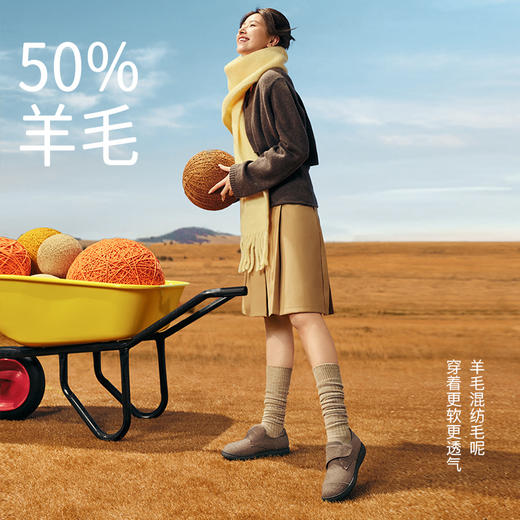 Pansy盼喜女鞋超轻舒适宽脚胖脚日系百搭毛呢百搭魔术贴休闲鞋HD4252 商品图3