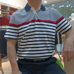 夏季短袖男士翻领T恤撞色条纹男上衣  17WD-08