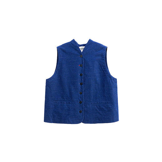 绽放050朵/色织丝棉细条灯芯绒叠搭马甲小立领百搭马夹外套春新款 商品图4