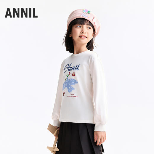 女童圆领长袖T恤春季新款安奈儿童装EG611740 商品图1