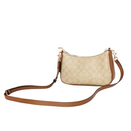 蔻驰 Teri 24 经典老花拉链开合标志性Logo 帆布拼光滑皮革 手提单肩包 商品图2