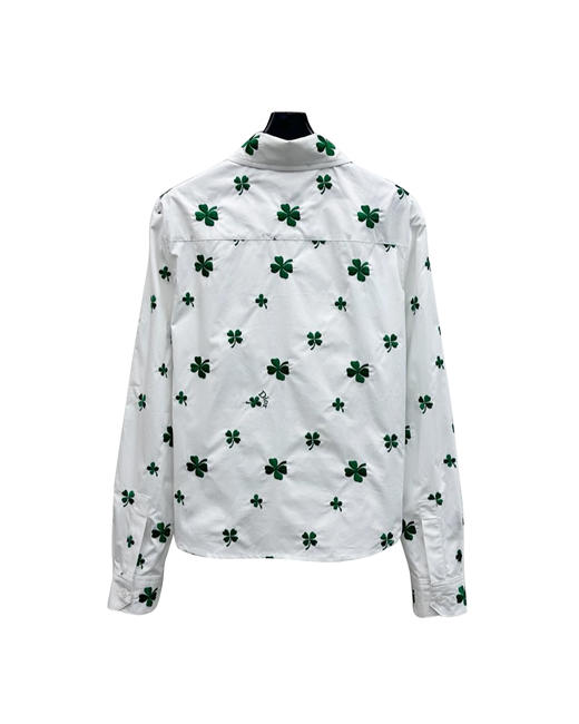 女款四叶草刺绣长袖衬衫 可配套装ba010 商品图1