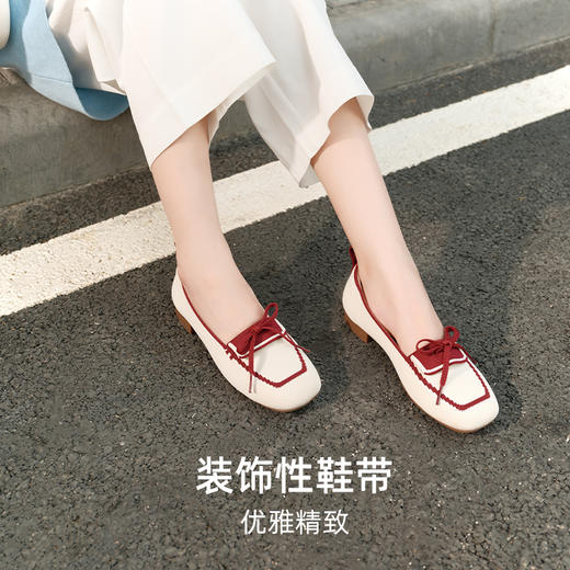 Pansy盼喜26春夏一脚蹬乐福鞋女平底休闲单鞋蝴蝶结懒人鞋轻舒适HD4318 商品图4