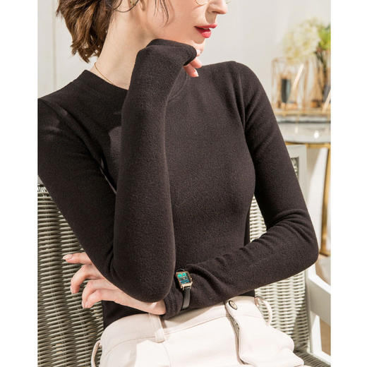 「自j」全新升级【铂金会员128/天猫169/差价41】(20457)洛诗琳秋冬圆领德绒打底衫2026新款百搭双面绒保暖上衣女 商品图2