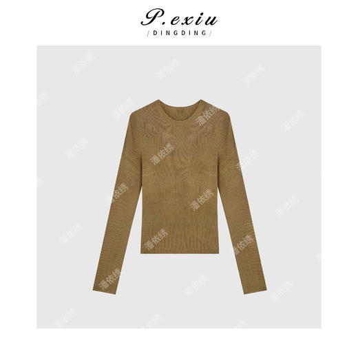 04-1潘依绣丁丁宠粉韩系百搭简约修身长袖上衣Q8519 商品图0