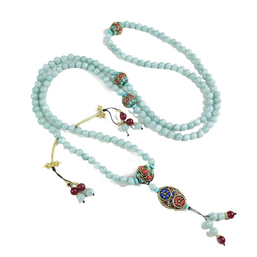 丁摩 新中式民族风8mm翡翠斜跨项链长款国风串珠毛衣链女汉服装饰吊坠5ZF-292 商品图4