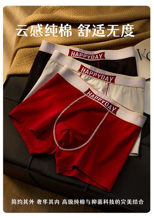 【GZ】年后发无忧购26年春季礼盒装4条装55元包邮男士内裤纯棉抗菌透气平角内裤8790（预计2.26开始发货) 商品图2